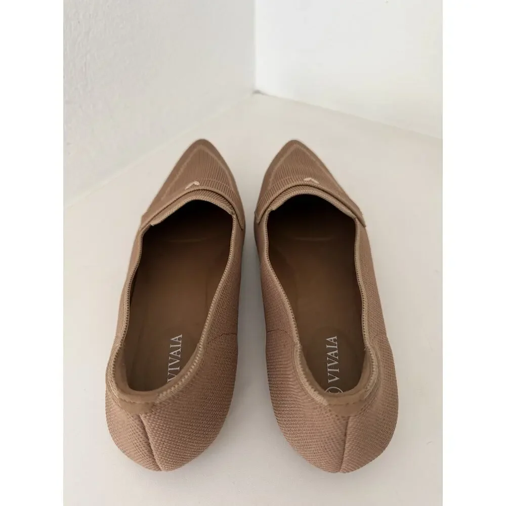 VIVAIA Beige Knit Pointed Toe Slip-On Loafer Flats Size 40